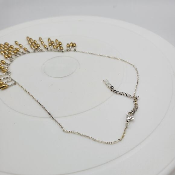 Vintage Napier‎ Metal Barrel Beads Bib Neckleace 19" Gold Silver Tone Dangling - Picture 9 of 12